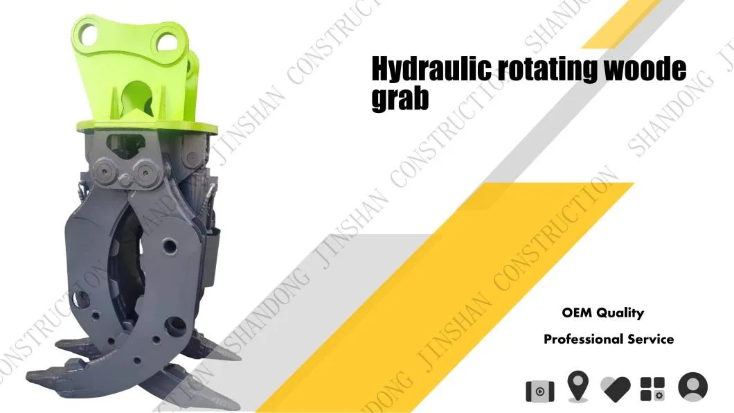 High Quality Hydraulic Rotary Wood Grabber for Excavator Installation